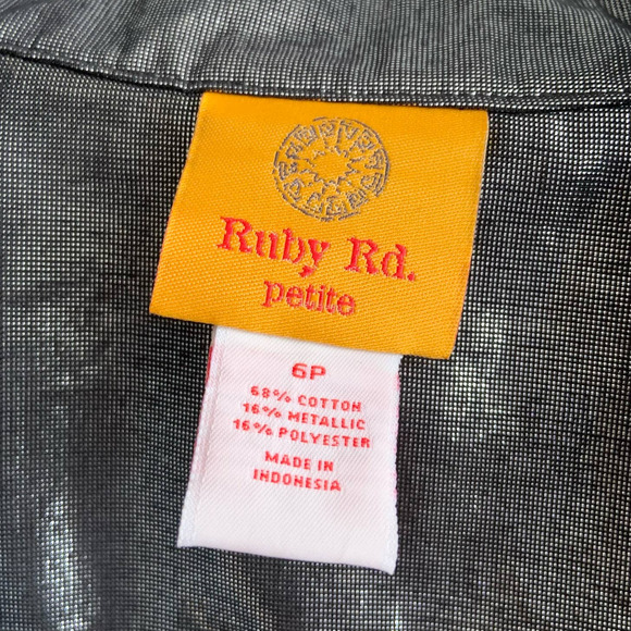 Ruby Rd Petite 6P Metallic Shimmer Button Up - Picture 6 of 6